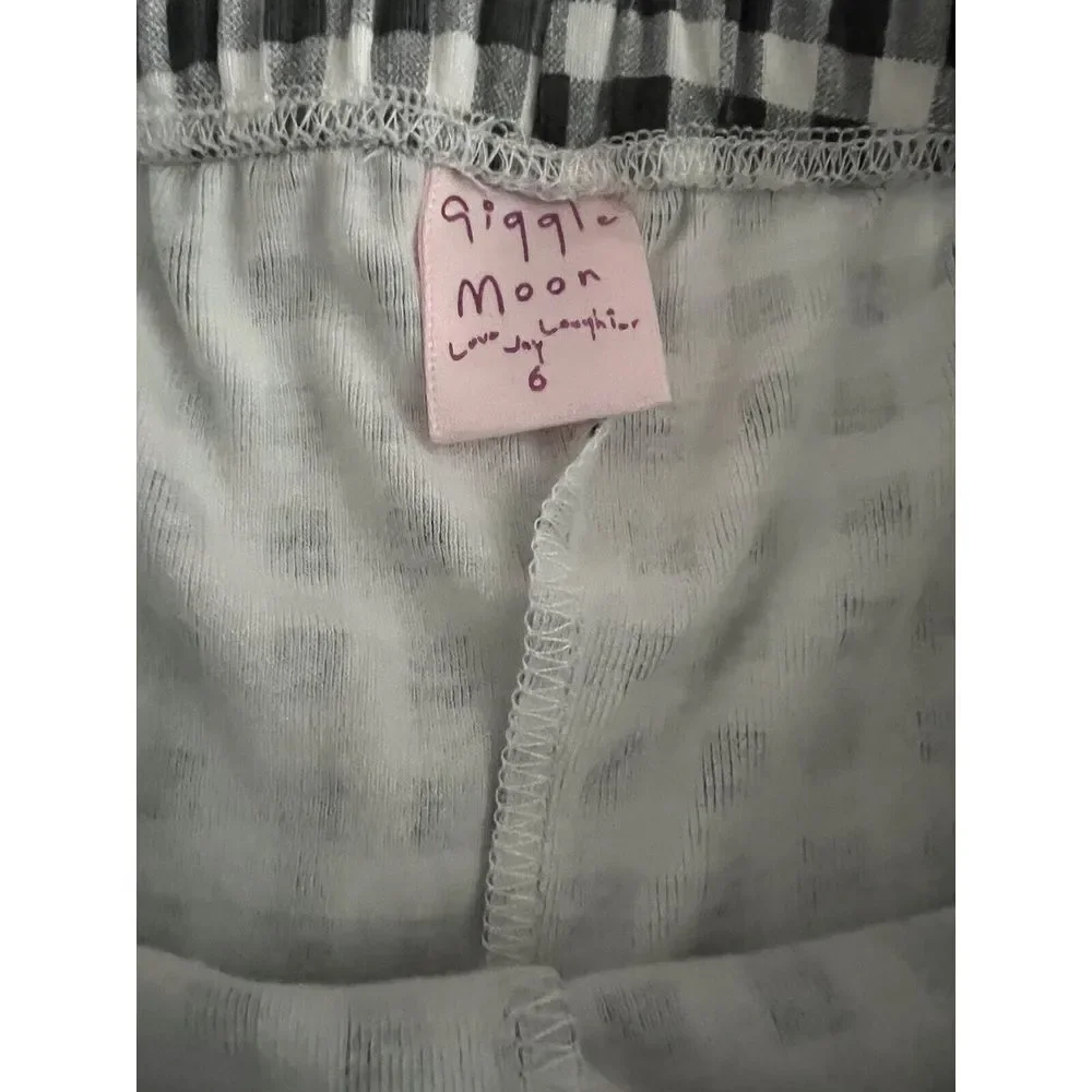 Giggle Moon‎ Size 6 Pants Butterflies Gray Gingham 20
